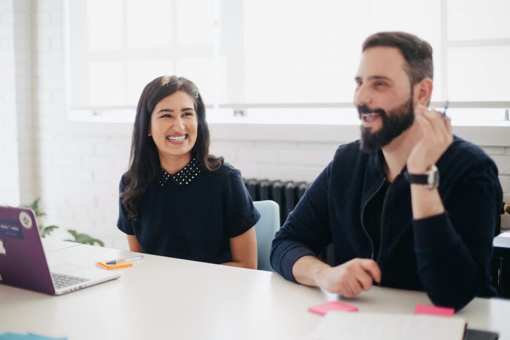 two colleagues in a meeting